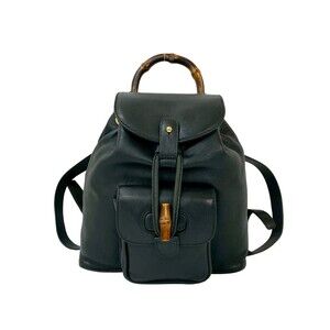 GUCCI Old Gucci Bamboo Leather Mini Backpack in Black 37913